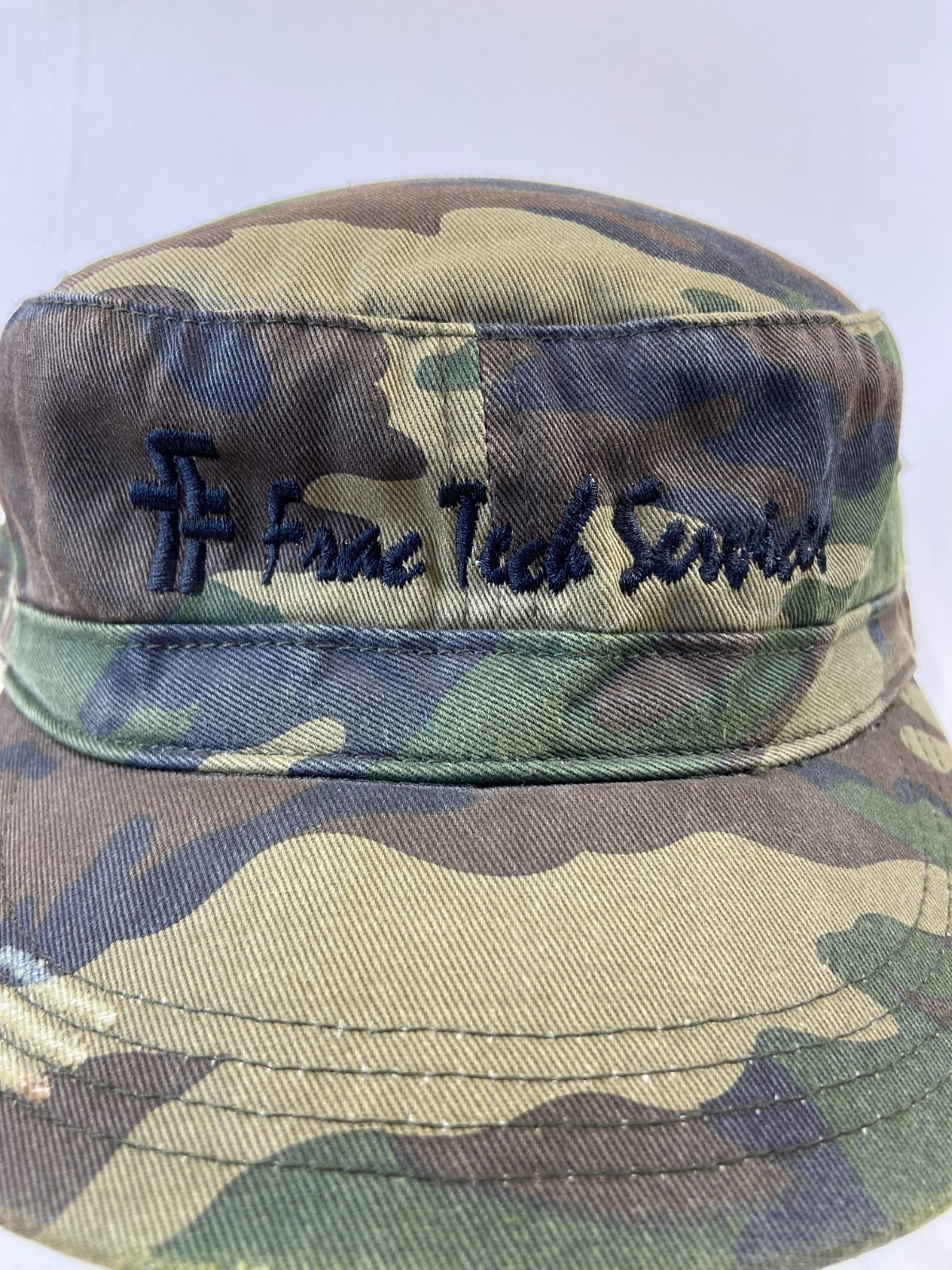 Frac Tech Services Cadet Cap Strapback Hat Camo Distressed Casual Work Wear OSFA