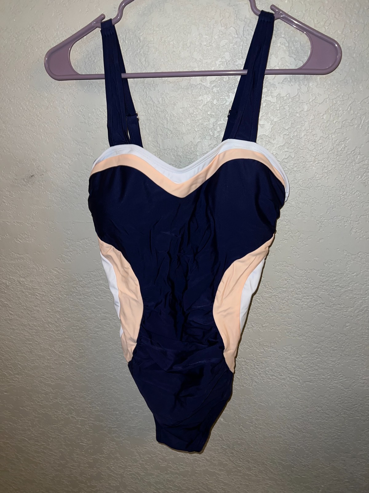 Womens One Piece Swimsuit Color Block Tummy Control Bathing Suit Ruched Medium
