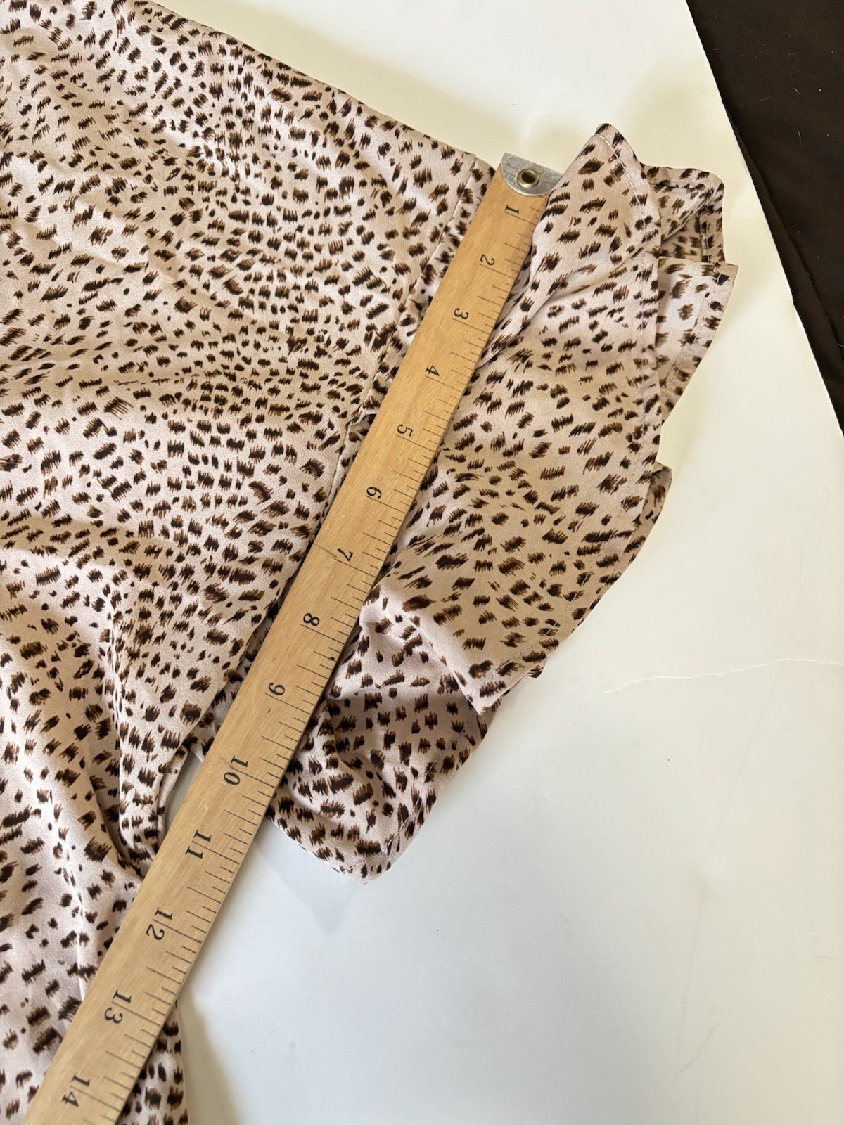 Bloomchic 18-20 Brown Tan Leopard Print V Neck Ruffle Sleeve Blouse Top Flowy