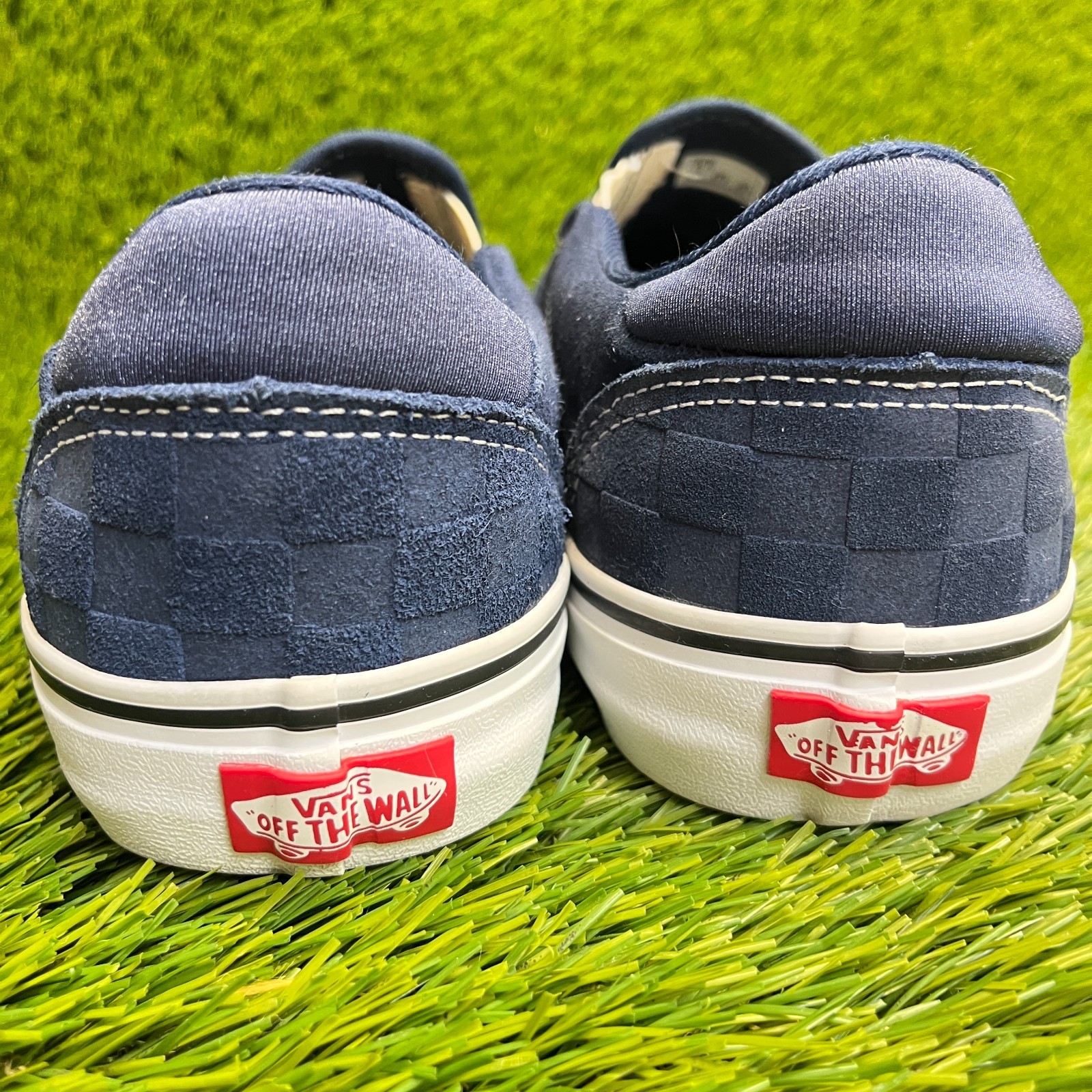 Vans Asher Deluxe Mens Size 8.5 Blue White Athletic Walking Skate Shoes Sneakers