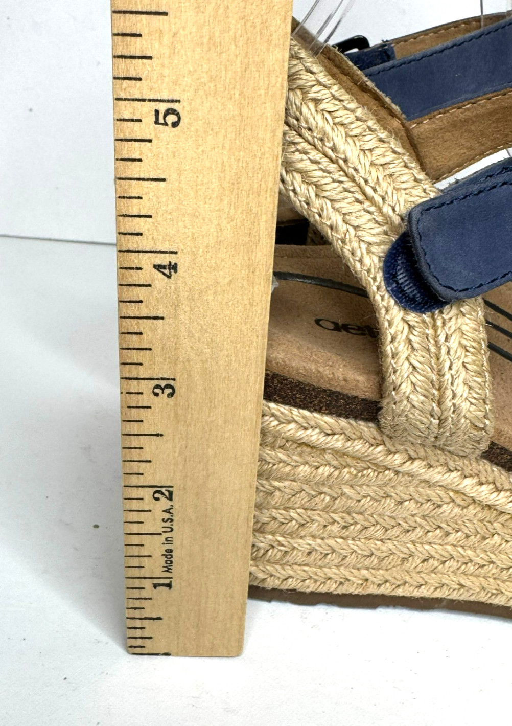 Aetrex Sydney Espadrille Wedge Sandals Womens 7.5/8 Euro 38 Blue Leather Comfort