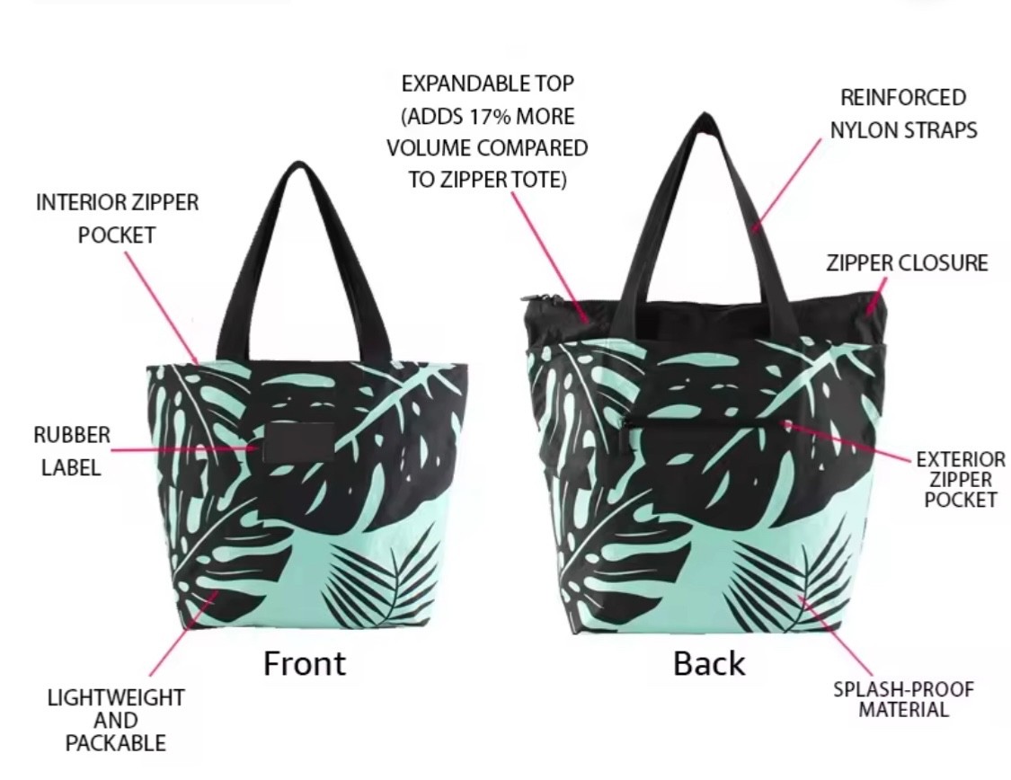 Splash-Proof BEACH Bags! Tote + Clutch (Pouch) Blue/White Bird Of Paradise