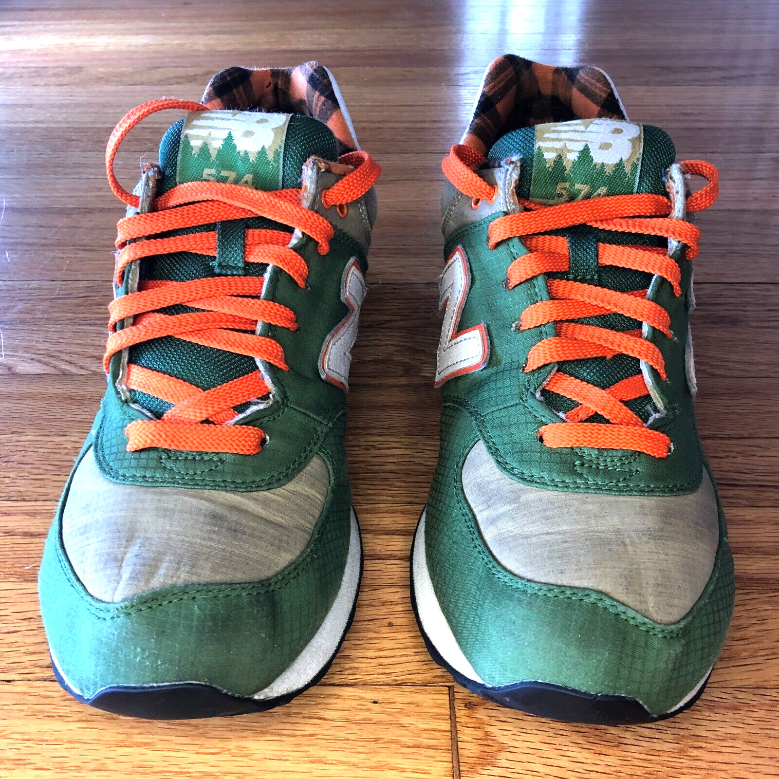 New Balance 574 ML574FTC Camper Pack – Men Size 9.5 – Green/Orange Running Shoe