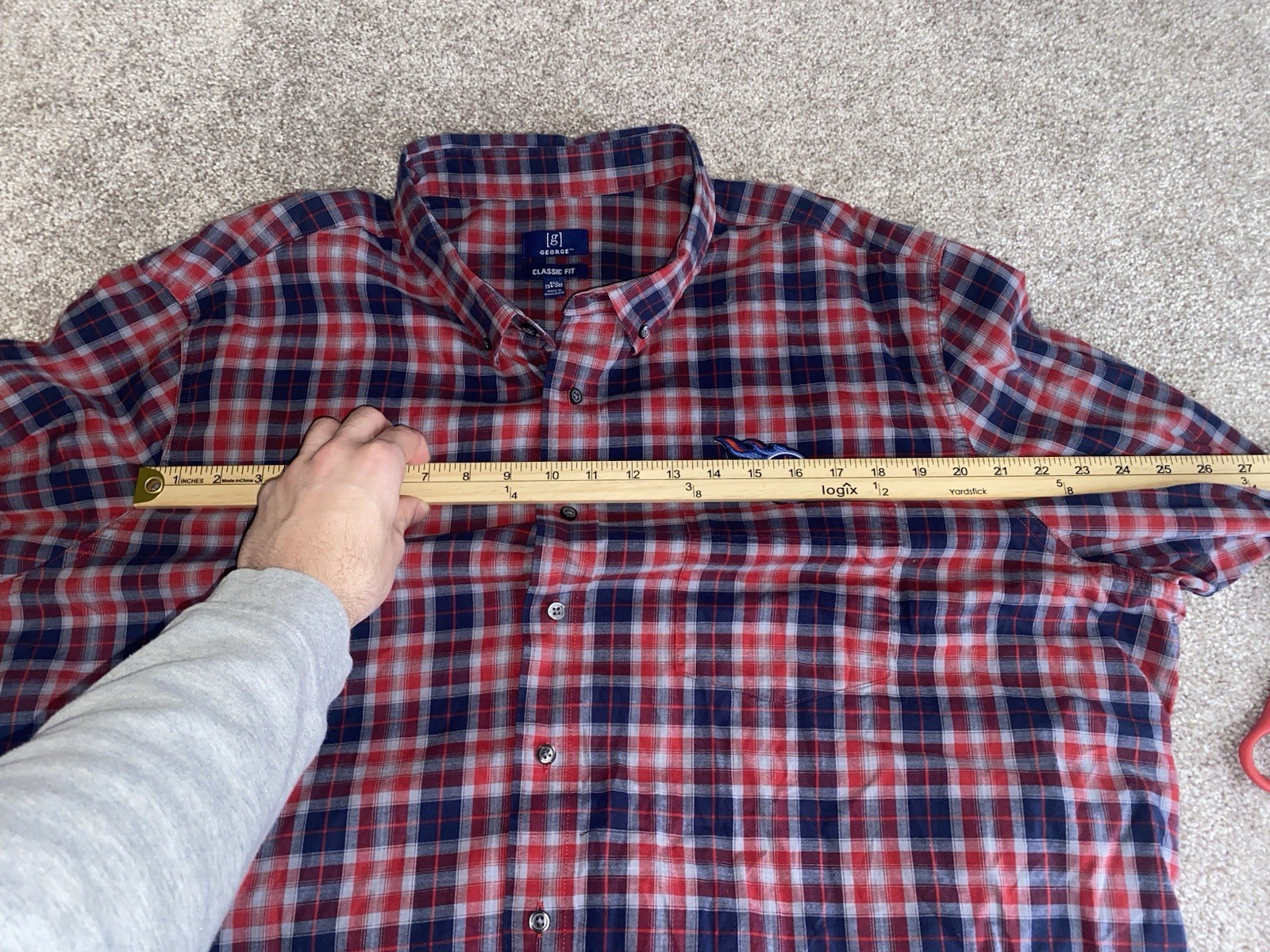 Tennessee Titans Plaid Shirt Button Down Mens 3XLT Nylon Stretch Blend Red/Blue