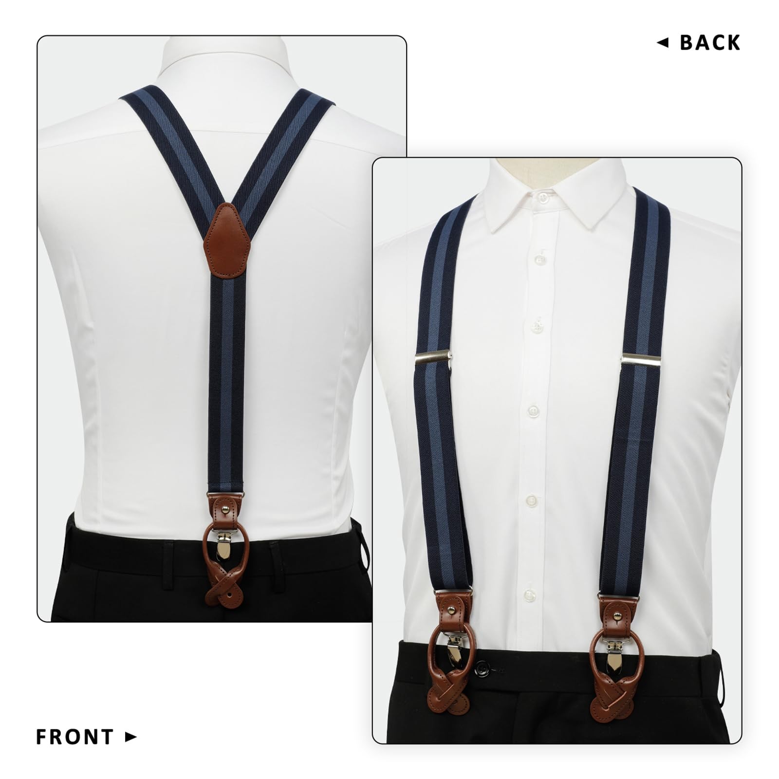 Men Suspenders Adjustable,1.4 Inch Wide Heavy Duty Y-Back Elastic Tuxedo Elas…