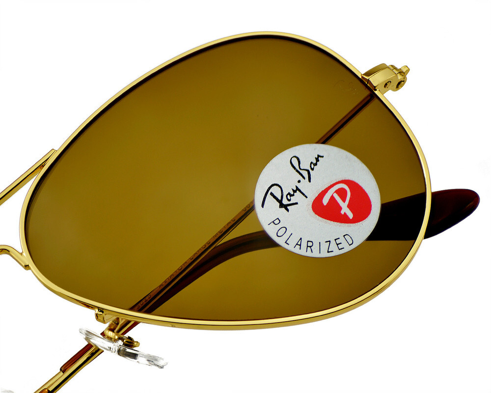 Ray-Ban Sunglasses RB3025 Aviator Classic Gold Frame Polarized Brown Lens 58mm
