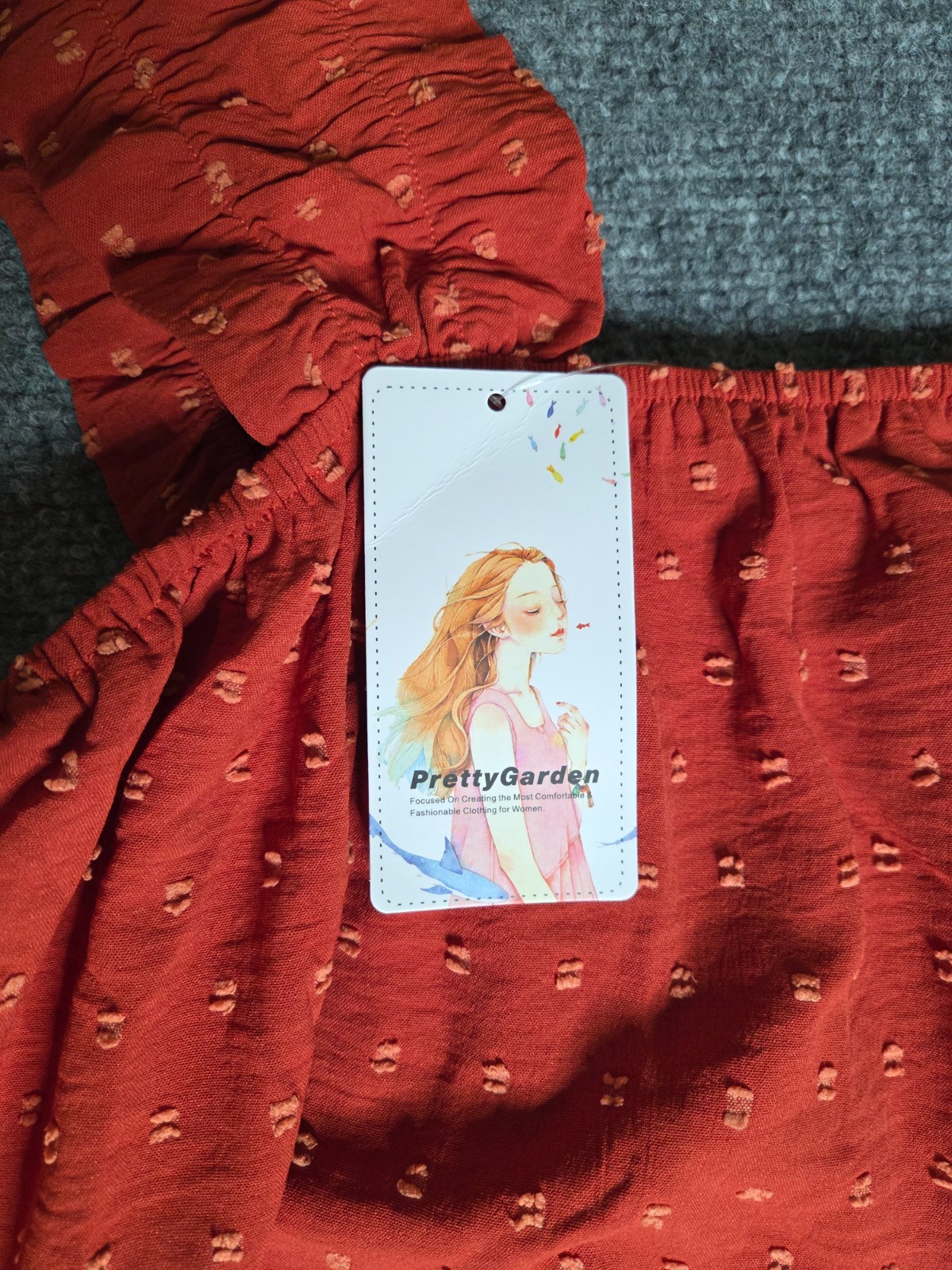 PrettyGarden Tank Top Womens Large Red Babydoll Sleeveless Square Neck Flowy