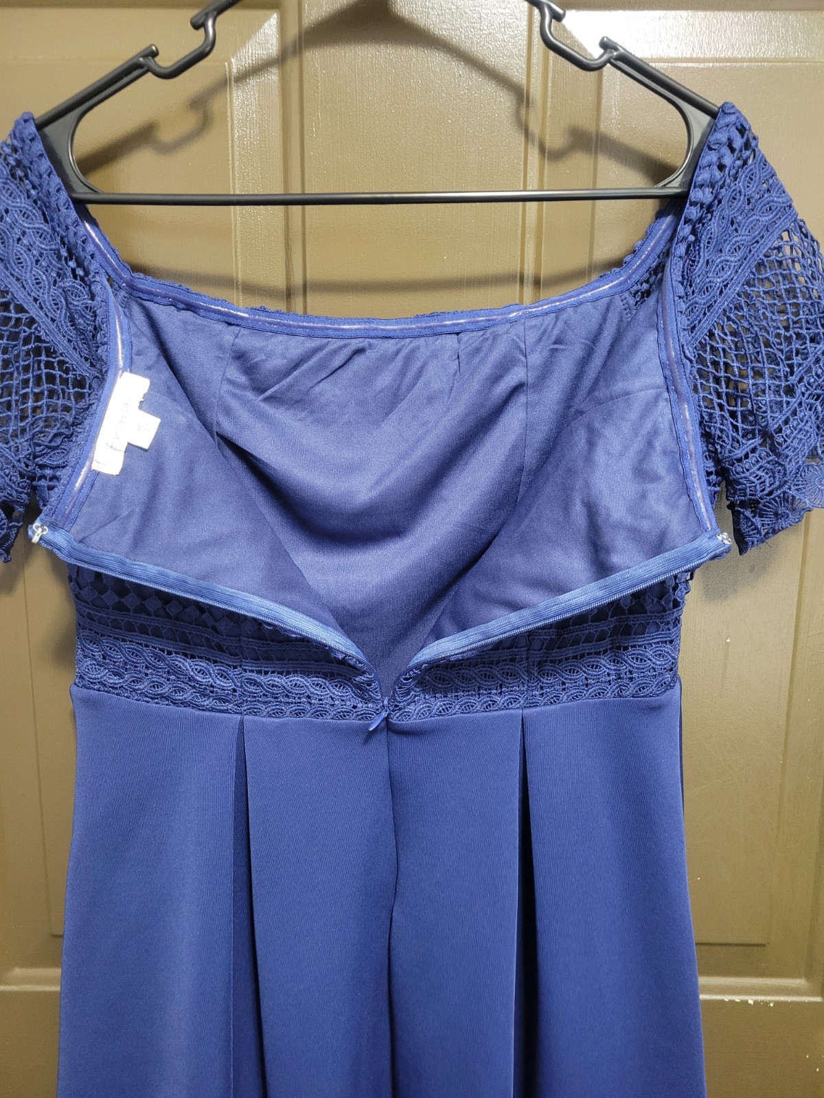 Francesca’s Blue Off Shoulder Lace Crochet Fit & Flare Mini Dress Womens Medium