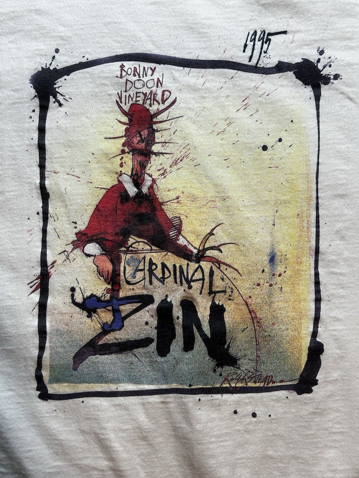 1995 Bonny Doon Vineyard – Cardinal Zin – Ralph Steadman Art – M’s XL T-Shirt