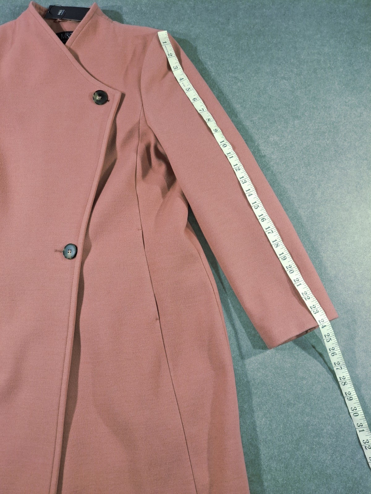 M&S Collection Car Coat Long Womens UK14 Pink Terracotta Button Casual BNWT
