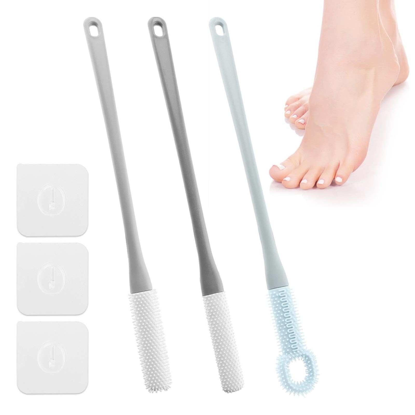 CALIDAKA 3 Pack Toe Scrubber Brush,with 15.75″ free size, As Picture Show