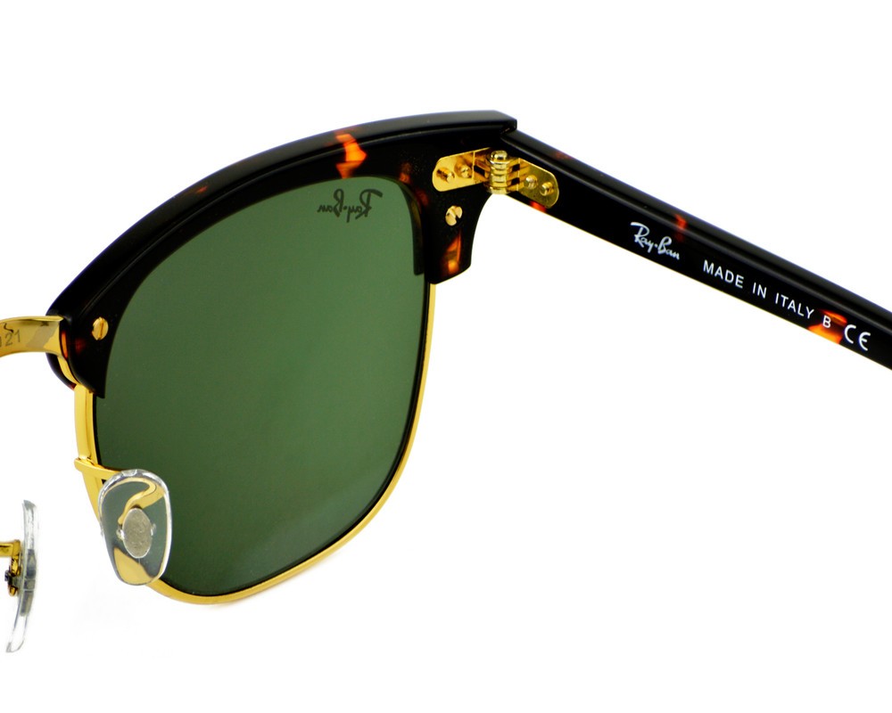 Ray-Ban Sunglasses RB3016 Clubmaster Classic Tortoise Frame Green Lenses 51mm
