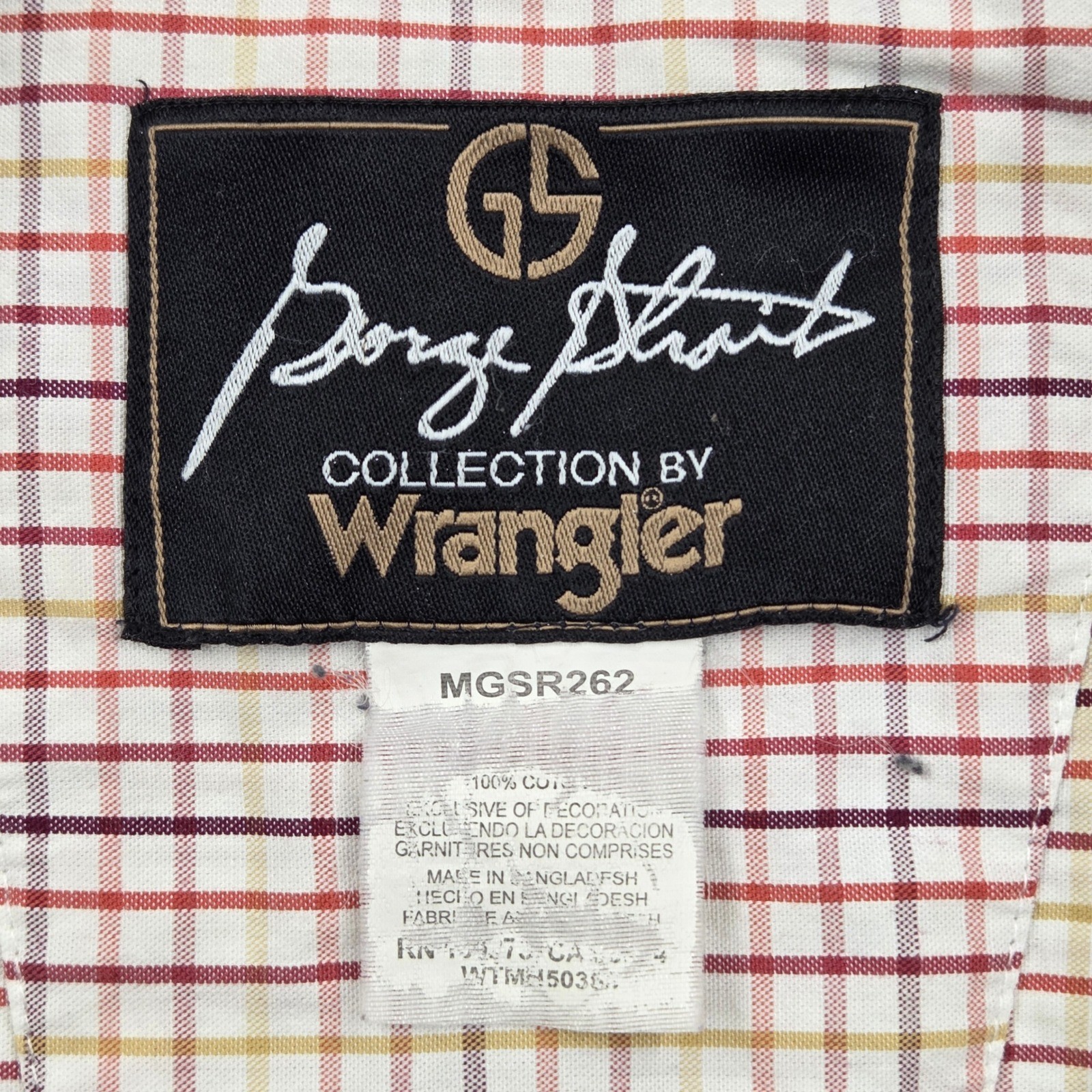 Wrangler George Strait Plaid Western Button Down Shirt MGSR262 White Red Mens XL