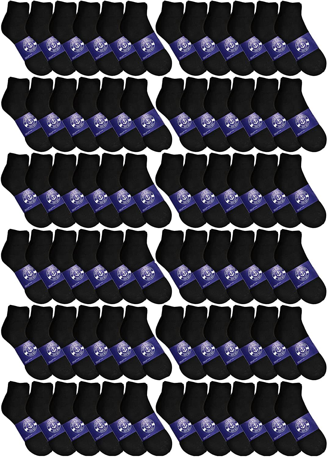 72 Pairs Mens & Womens Quarter Ankle Socks, Cotton, Donation Homeless