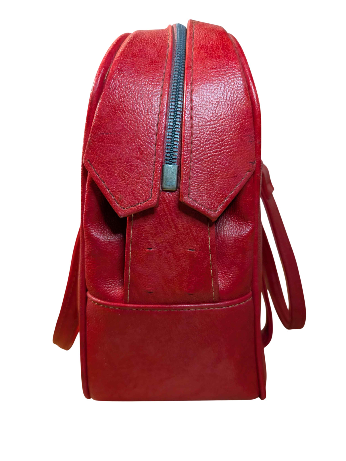 Vintage Samsonite Silhouette Red Vinyl Satchel 14.5in Boxy Tote Carry-on