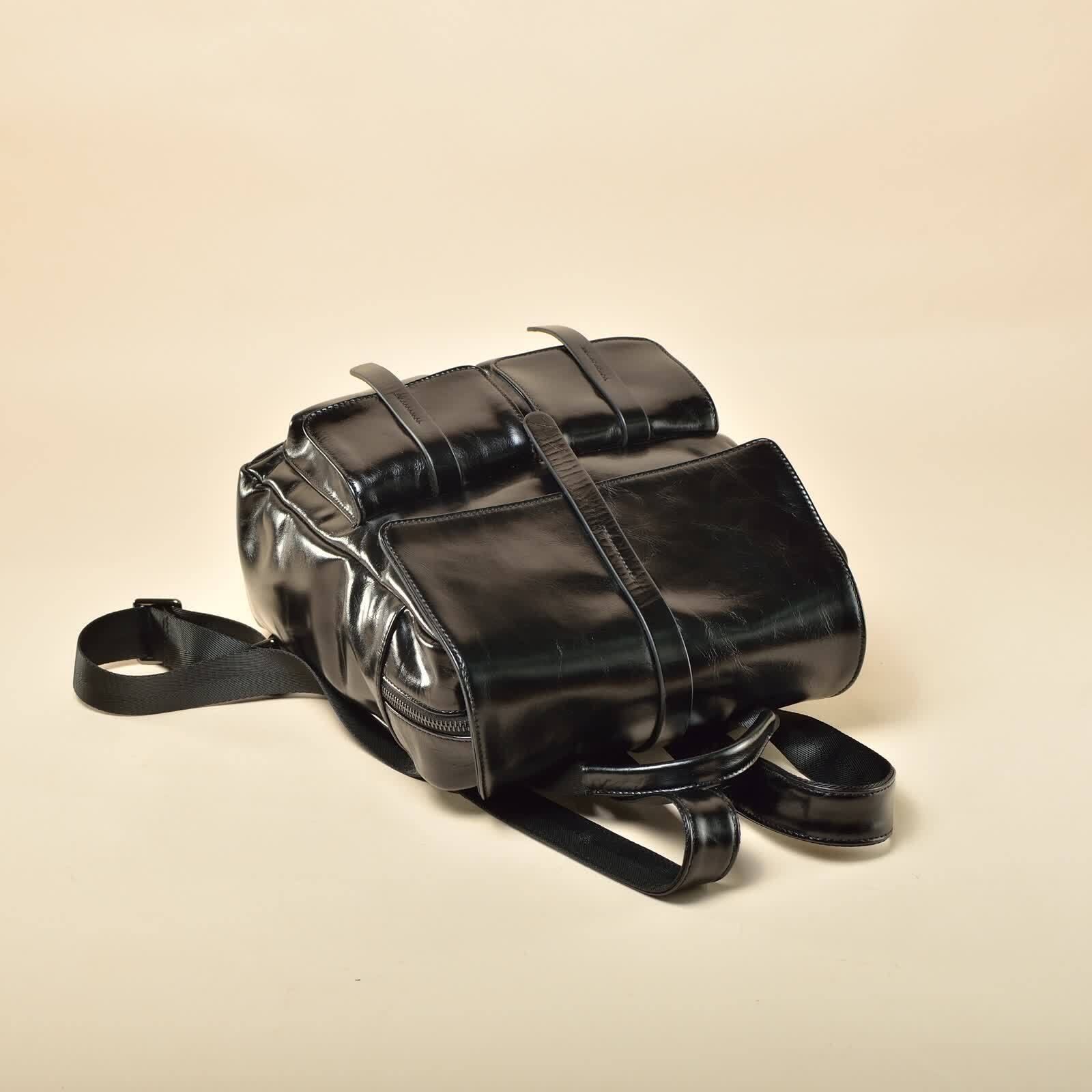 Erivis Womens Leather BACKPACK Bag Shoulder Black Soft Travel Ladies Girls Large