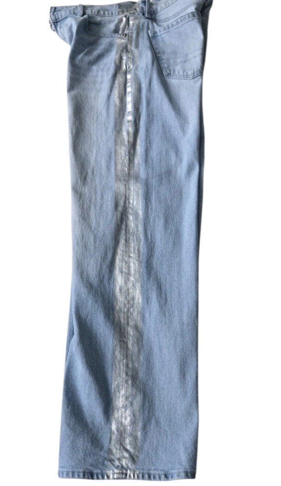 American Eagle Stovepipe Jeans Womens 4 Long High Rise Metallic Side Stripe