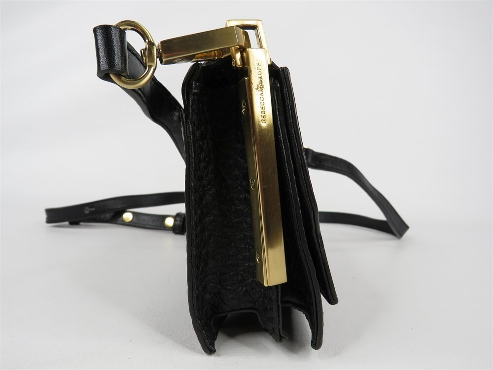 Rebecca Minkoff Black Pebbled Leather Crossbody Bag 6x5x2