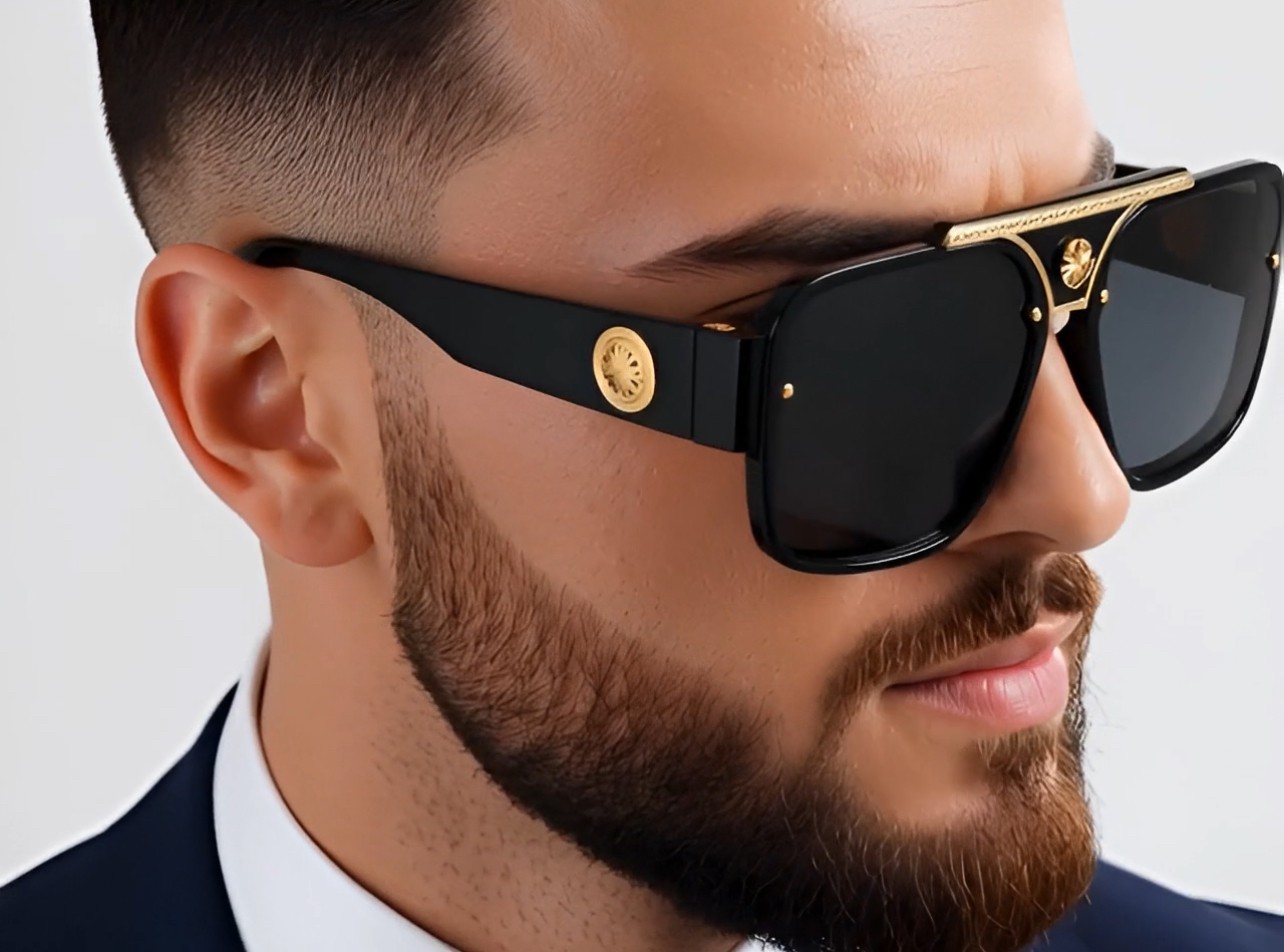 Men’s Sunglasses Classic Hip Hop Flat Top Cholo Swag Square Black Lens Fashion