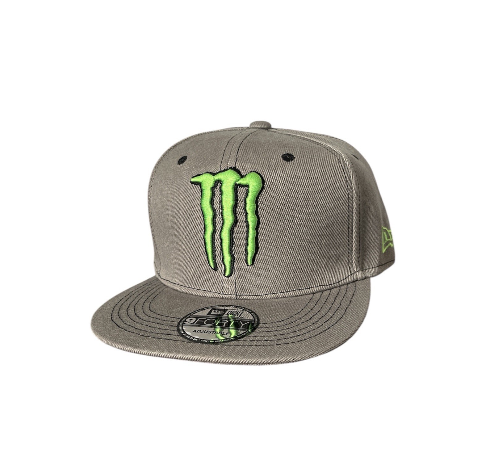 Monster Energy SnapBack Hat Green Claw Flat Bill Adjustable GRAY