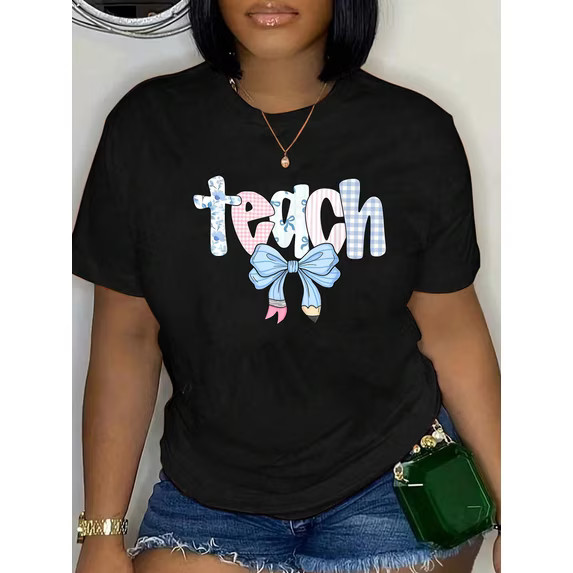 Teach Teacher Coquette Bow Pencil Back To School White T-Shirt