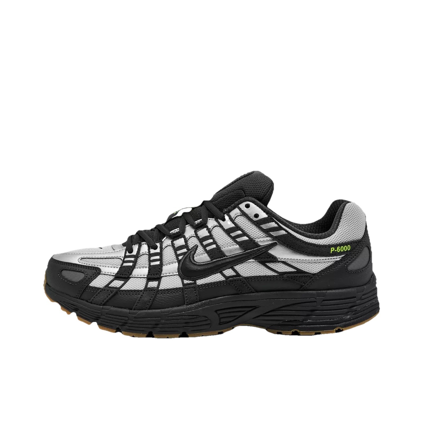 Size 10.5 – Nike P-6000 Black Gray Gum Casual Running Shoes New
