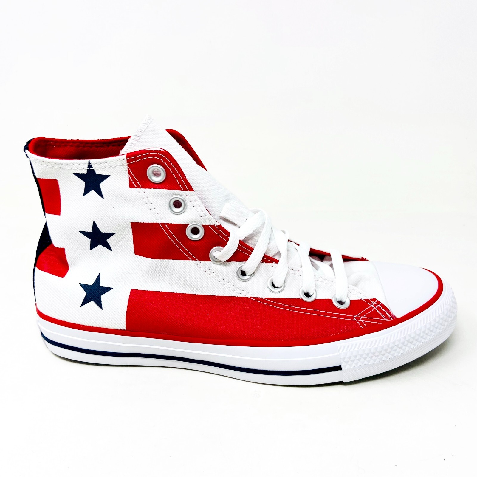 Converse CTAS Hi White Red White Blue Mens July 4th Star Stripes Shoes 167836F