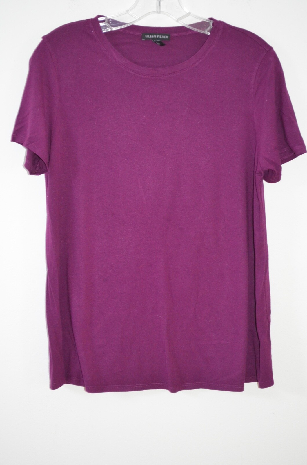 Eileen Fisher Purple 95% Viscose/5% Spandex Short Sleeve Knit Top Size S