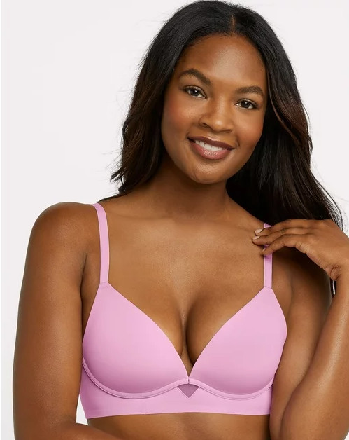 Maidenform Wireless T Shirt Bra 36D Convertible Demi V Plunge Pink DM2301