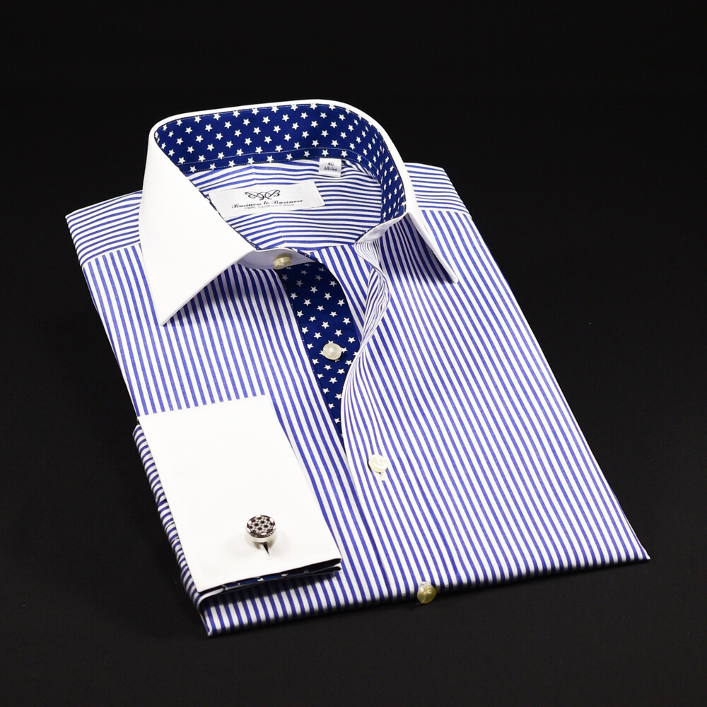 Blue Winchester Stripe Unique Designed Stars Inner Lining Business Shirt Smart