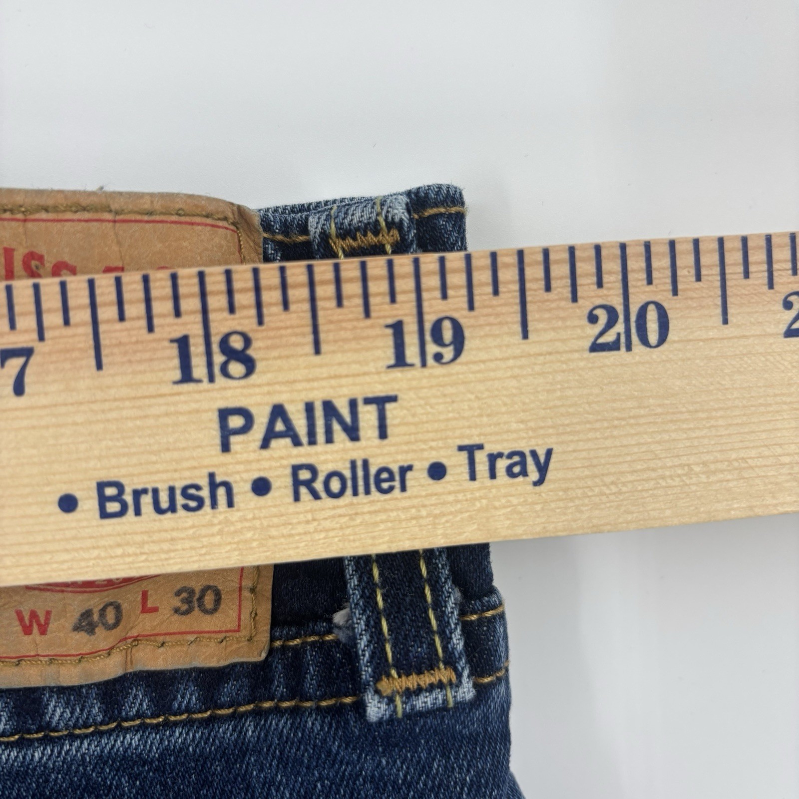 Levi 505 Jeans Men 40×30 Blue Stretch Denim Straight Leg Cowboy 90’s Logo USA