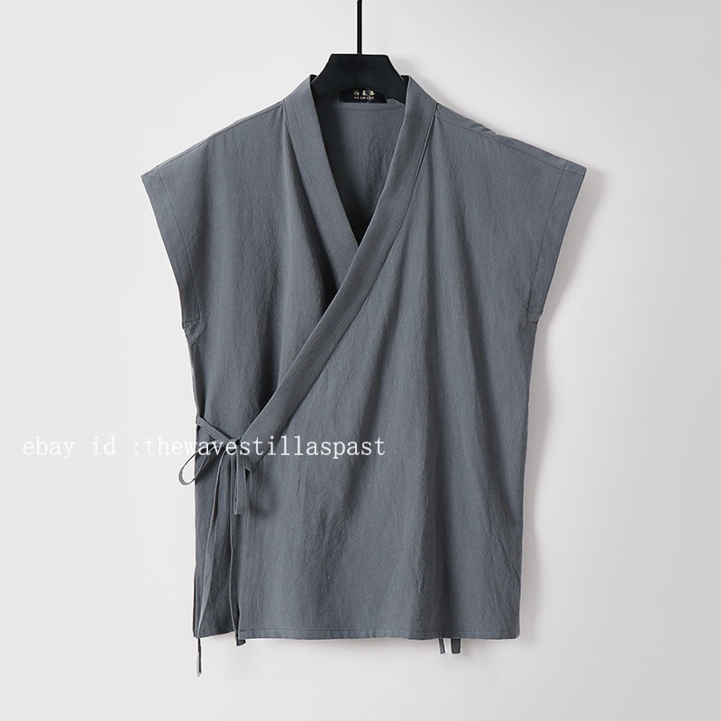 Traditional Chinese Clothing Hanfu Vest Cotton Sleeveless Kimono Tank Tops M-9XL