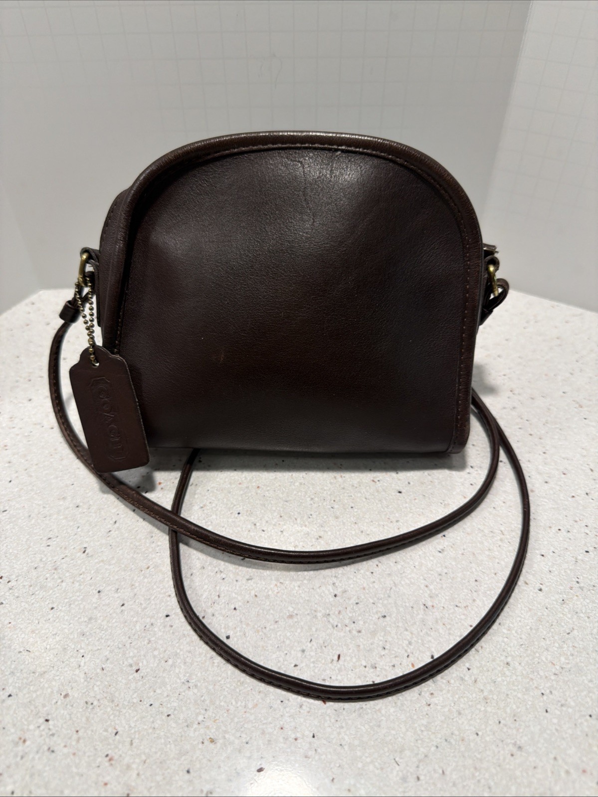 Vintage COACH 9017 Brown Crossbody Bag Mini Purse 7”x6”