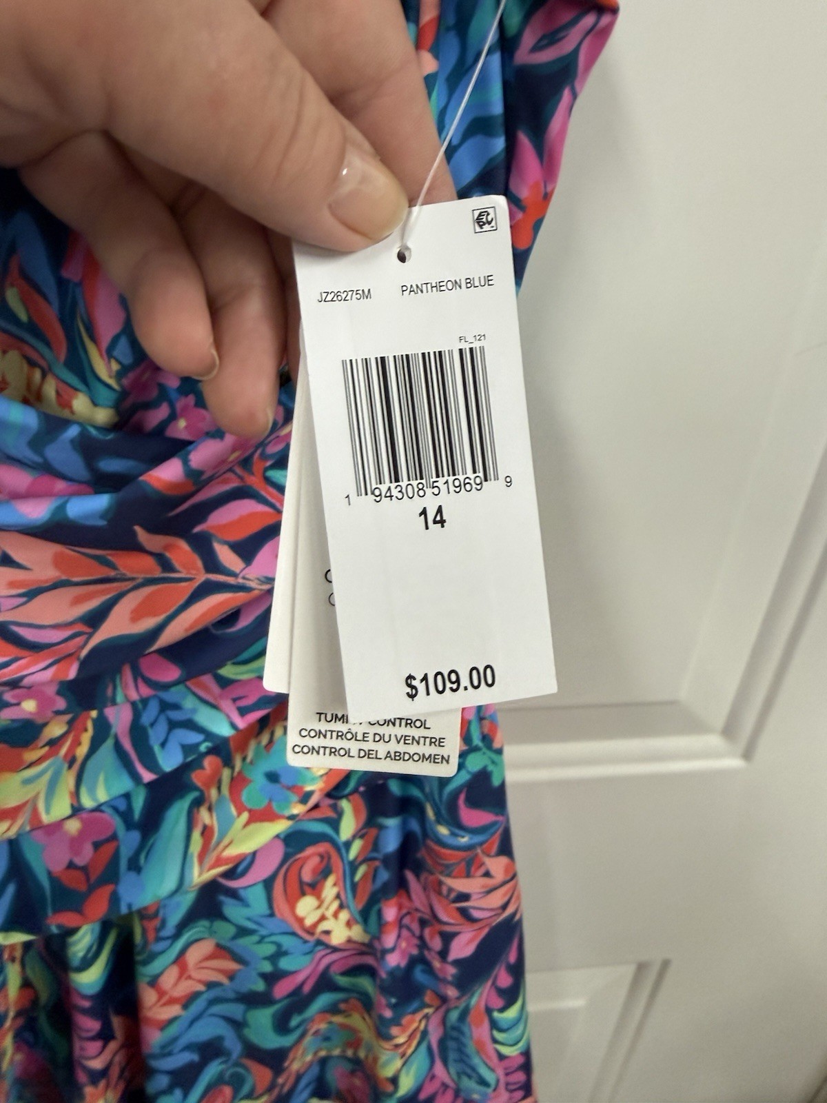Jantzen Women’s One Piece Swimsuit Floral Multicolor Tummy Control Size 14