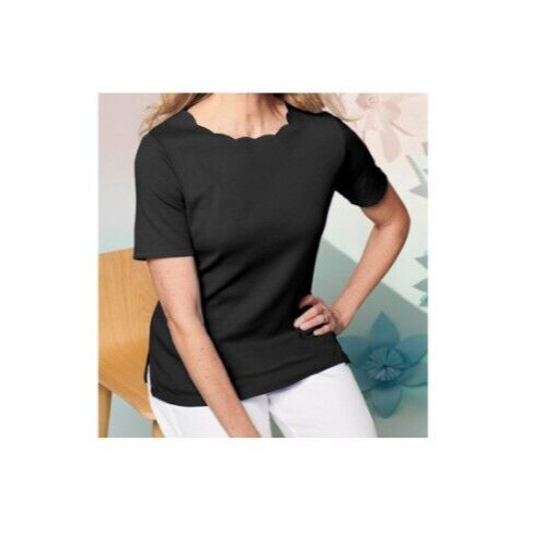 Draper’s & Damon’s S/S Scallop Tee – Black – NIP PETITE Small (6/8)