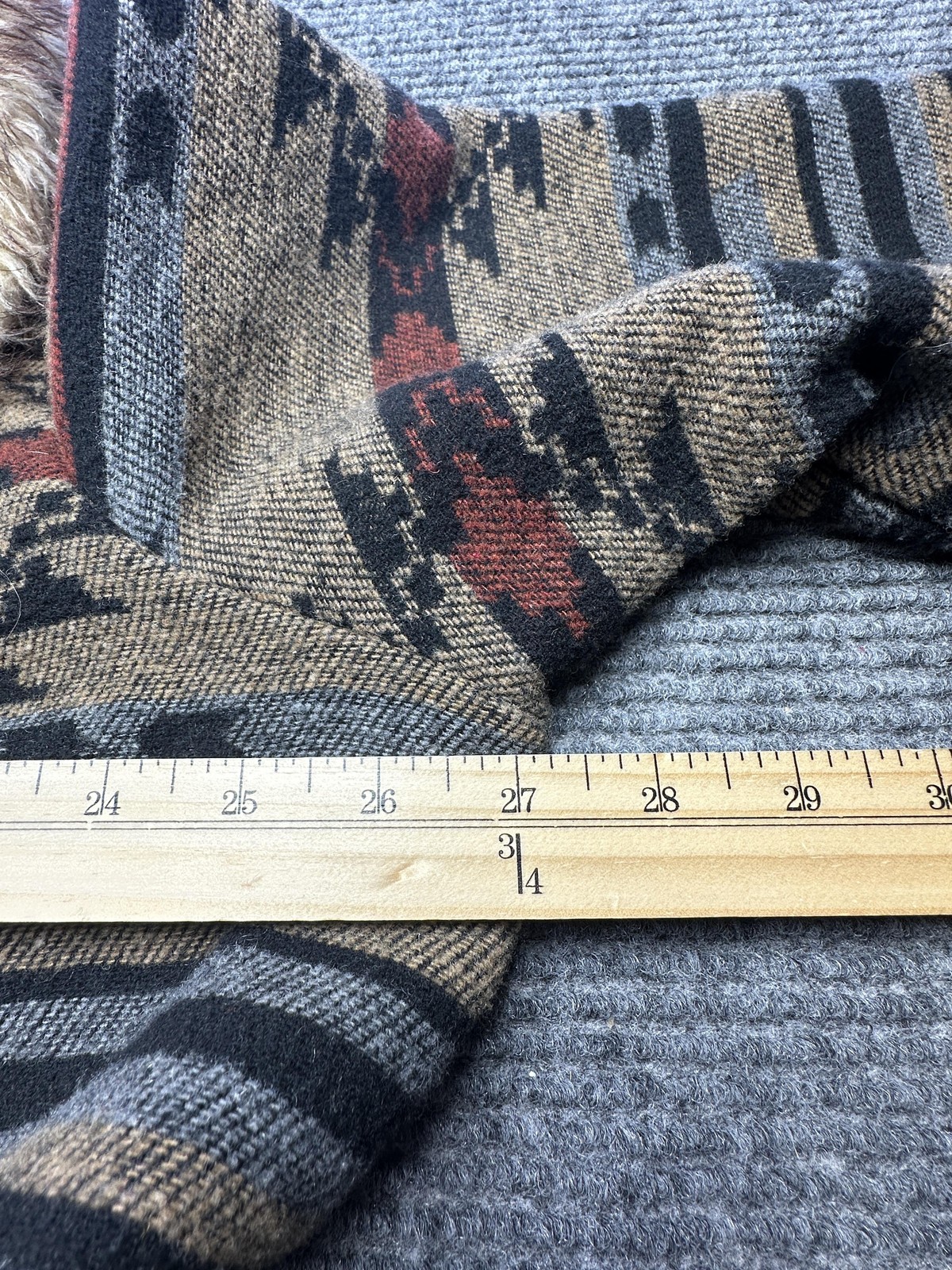 Lucky & Blessed Coatigan Womens 2X Beige Aztec Western Faux Fur Collar Cuffs