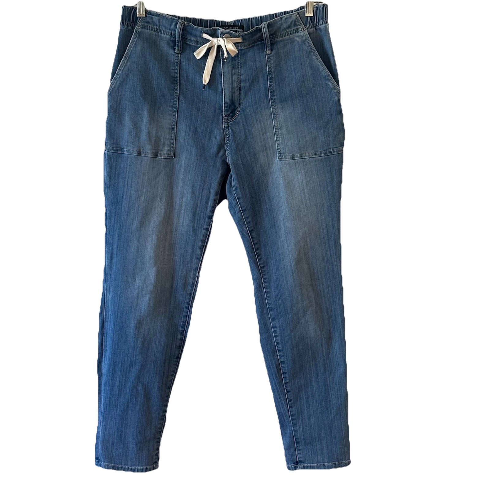 Judy Blue Womens High Waist Drawstring Jogger Straight Leg Jeans Size 15 30