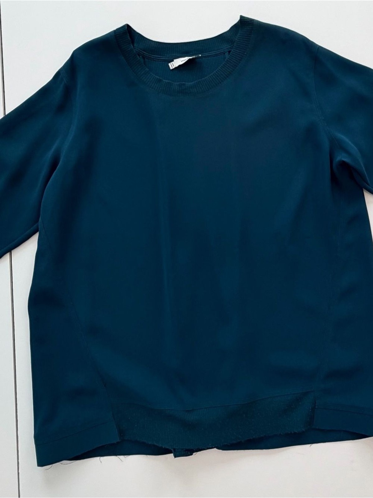 Vince Teal Ribbed Crewneck Sweatshirt-Large