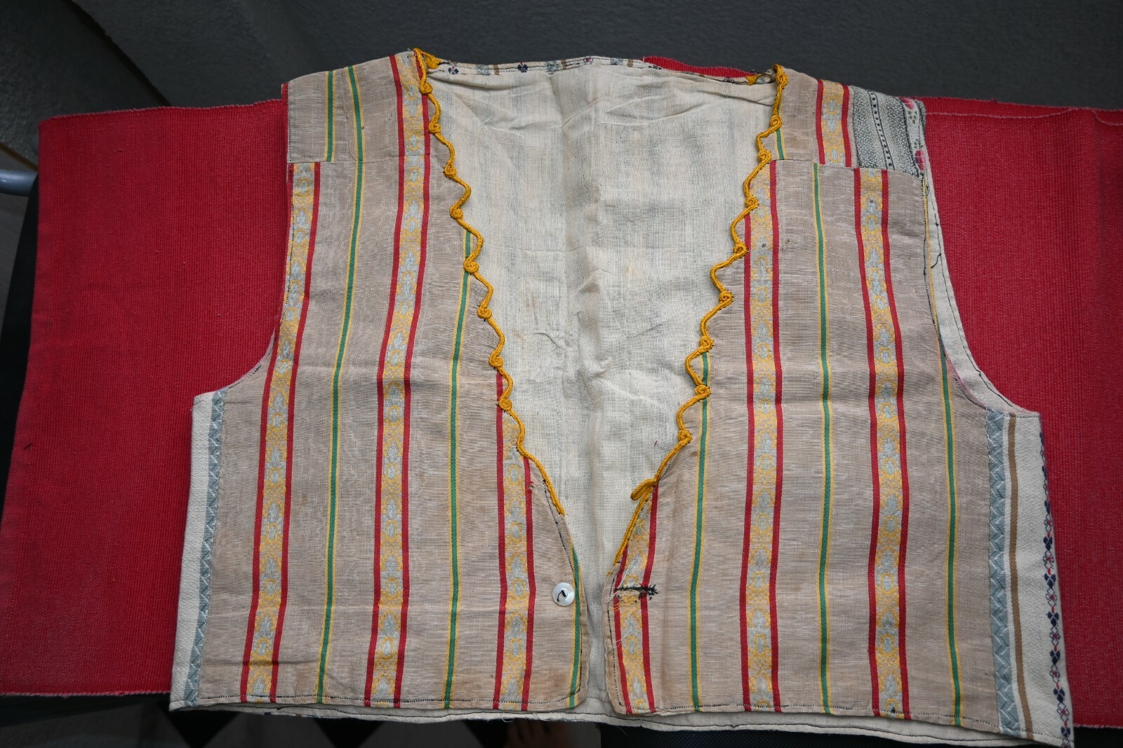 Antique Ottoman Anatolian Vintage Multi-Color Nomad Ethnical Waistcoat Vest 1950
