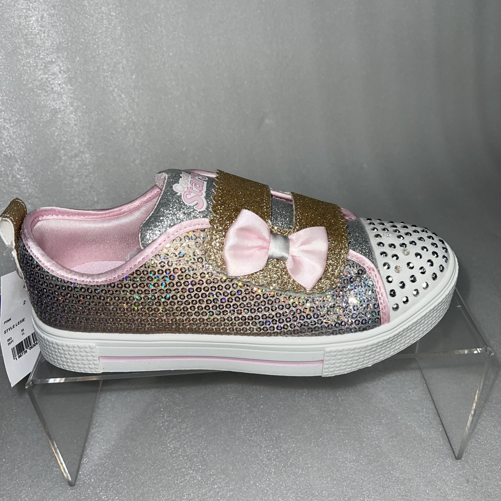 S Sport By Skechers Lexie Sneakers Light Up Adjustable Straps Girls Size 2 NEW