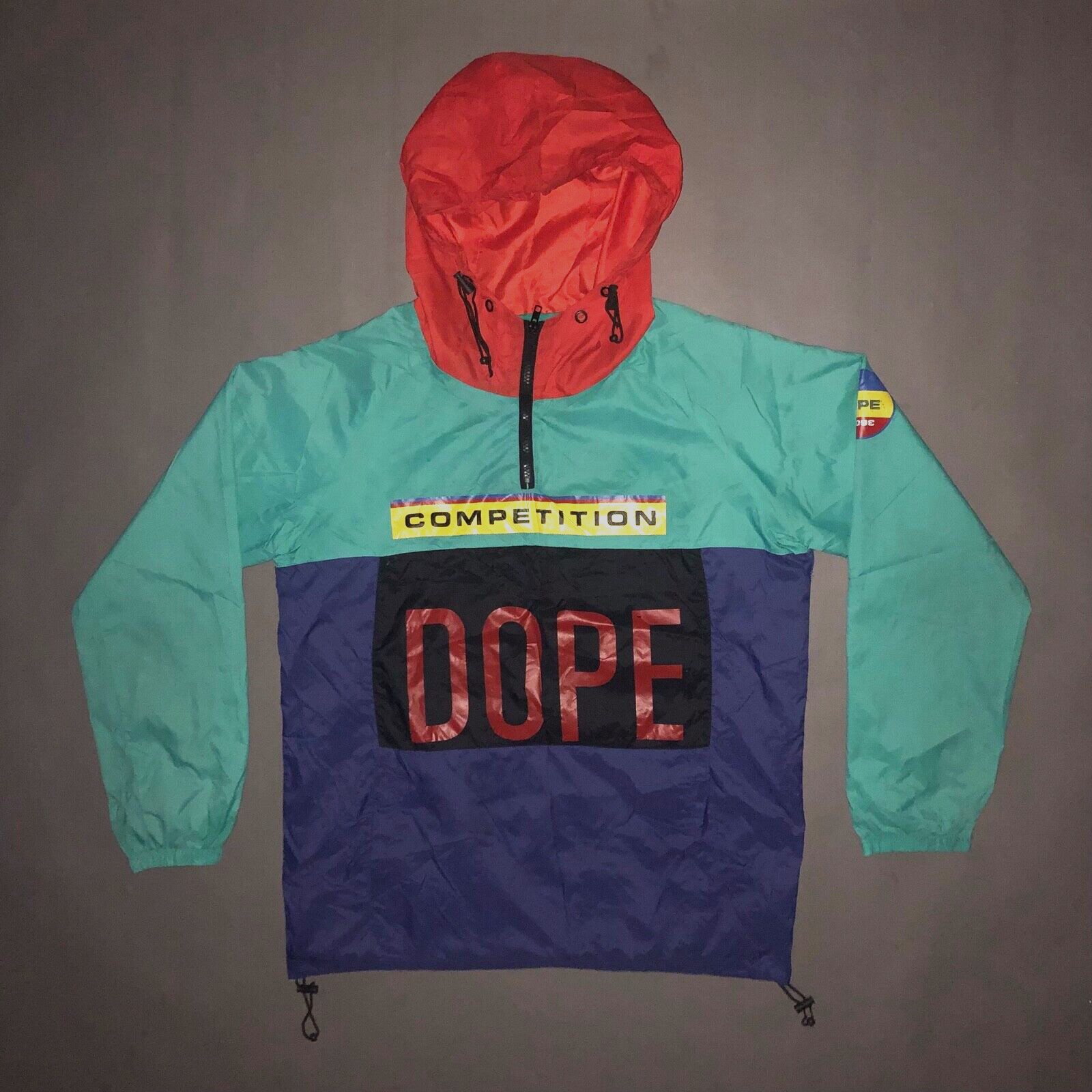 Vintage 90s DOPE SPORT WINDBREAKER JACKET Color Block Rap Hip Hop Skate 1990s M