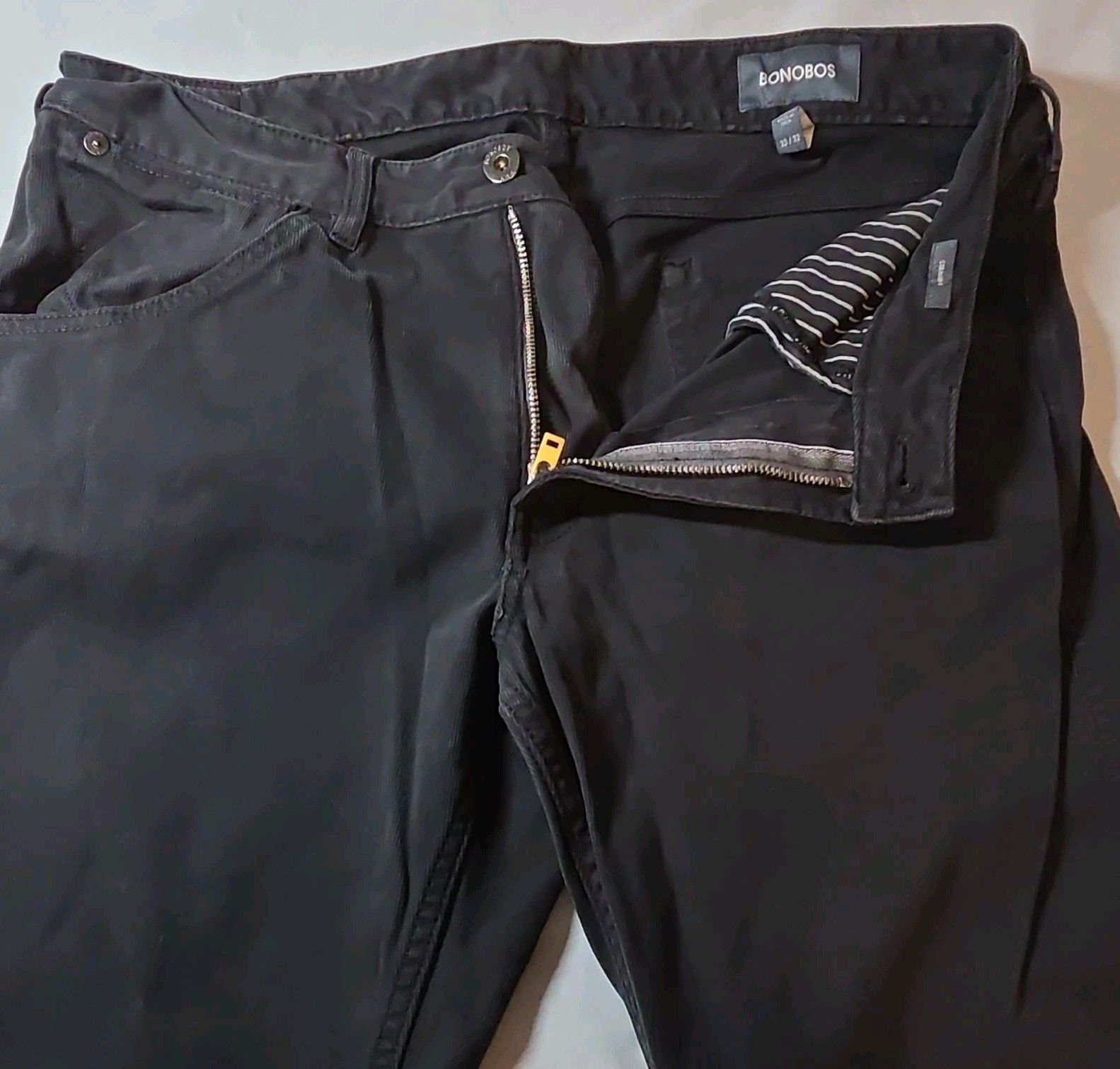 Soft Bonobos Washed Chino Men’s Black Straight Fit Cotton Corduroy Flat Front