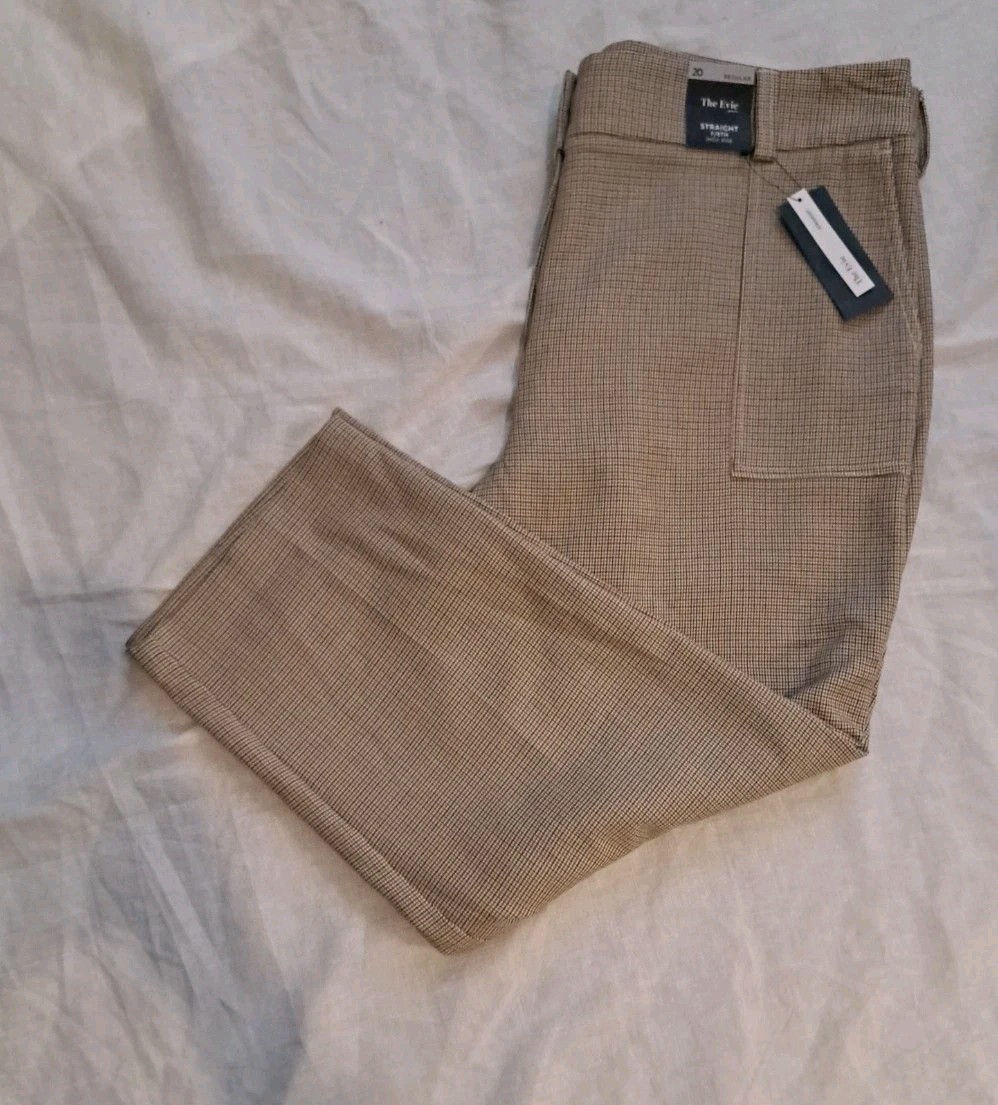 M&S Retro 40s 50’s style Straight High Rise 7/8 check Women’s Trousers UK 20