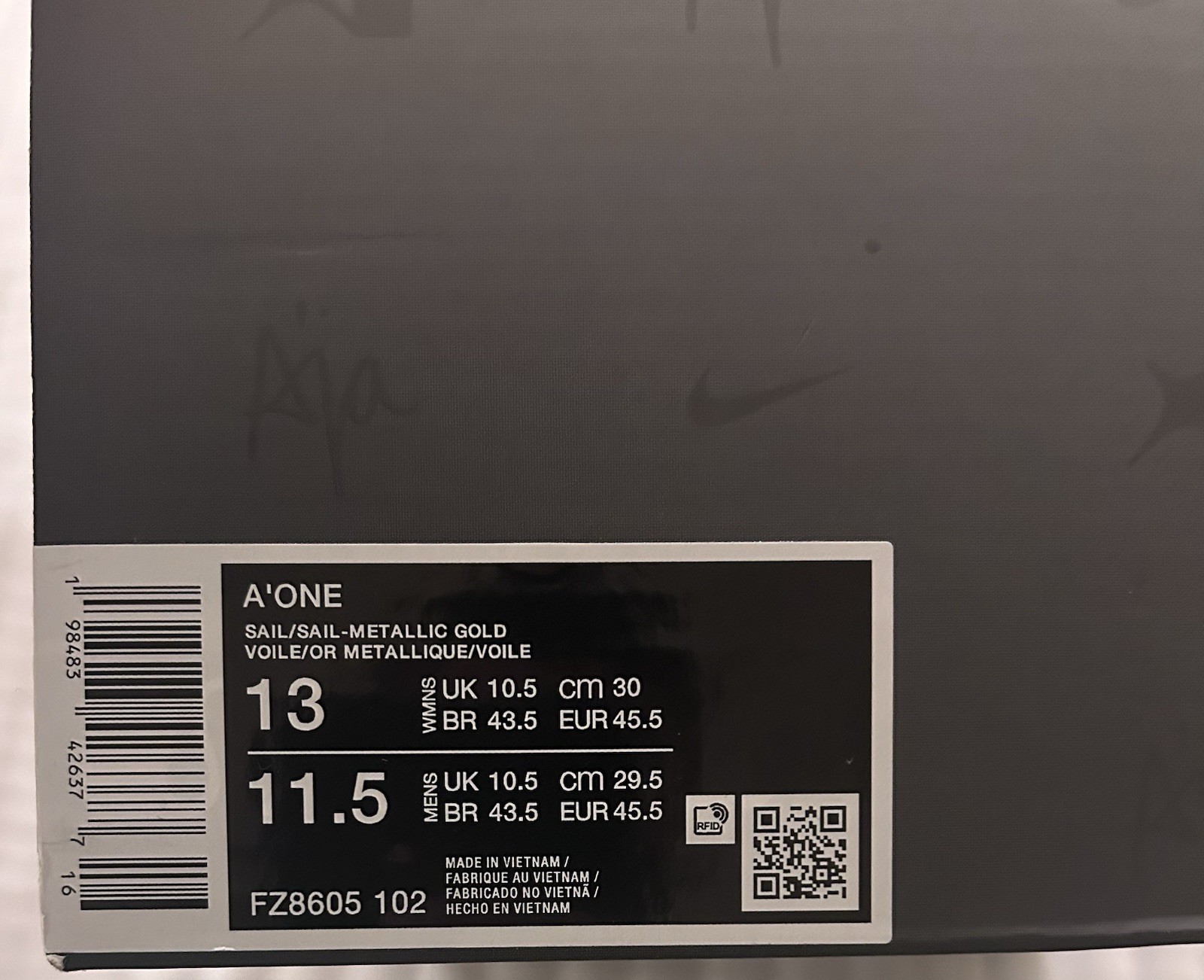 Nike A’ja Wilson A’One White & Gold Men’s Size 11.5