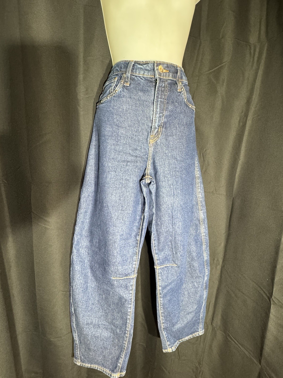 Gap Barrel High Rise Studded Relaxed Tapered Jeans Womens 29 Blue Med Wash Denim