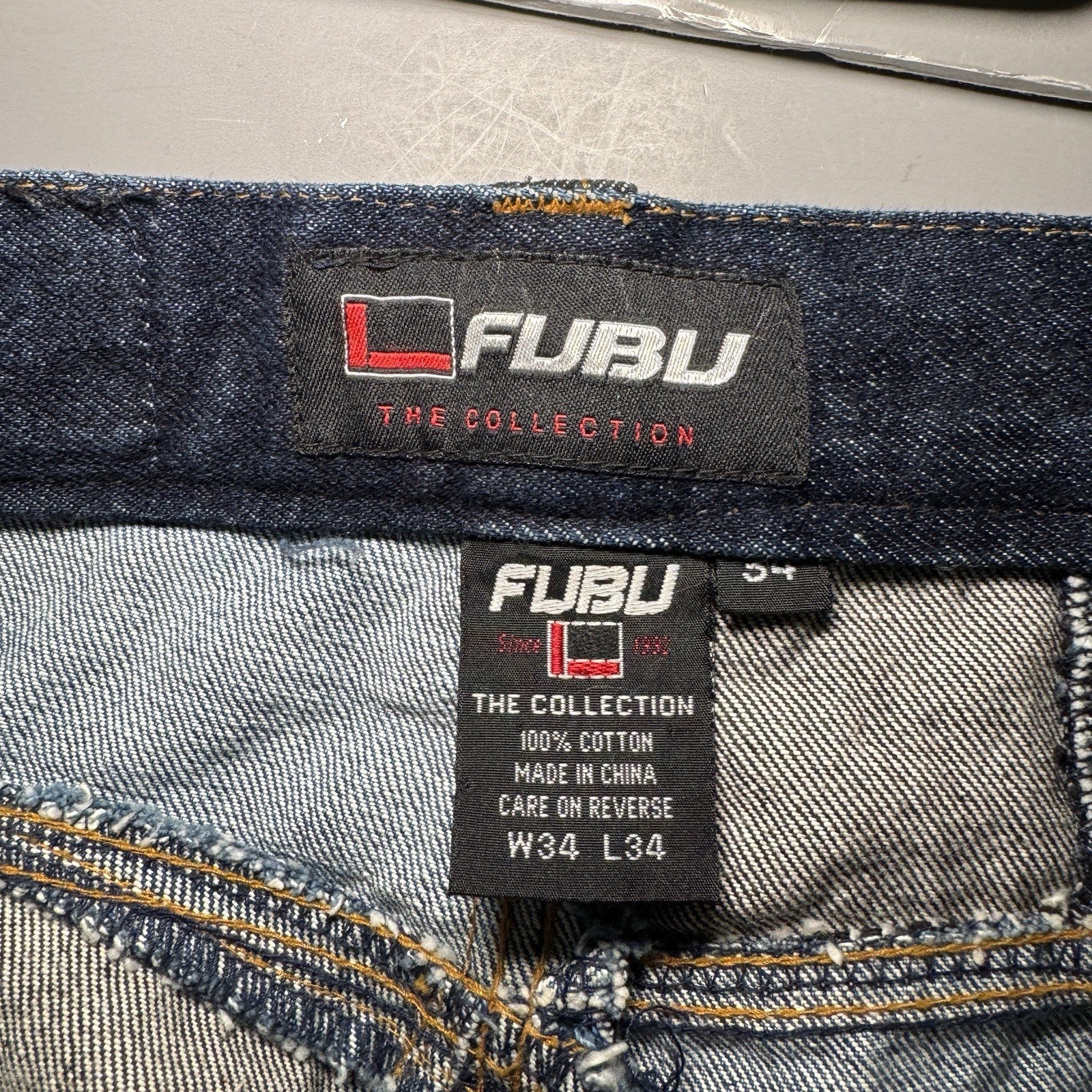 Fubu The Collection Patchwork Denim Jeans Mens 34 33 Taper Baggy Vintage 90s Y2k