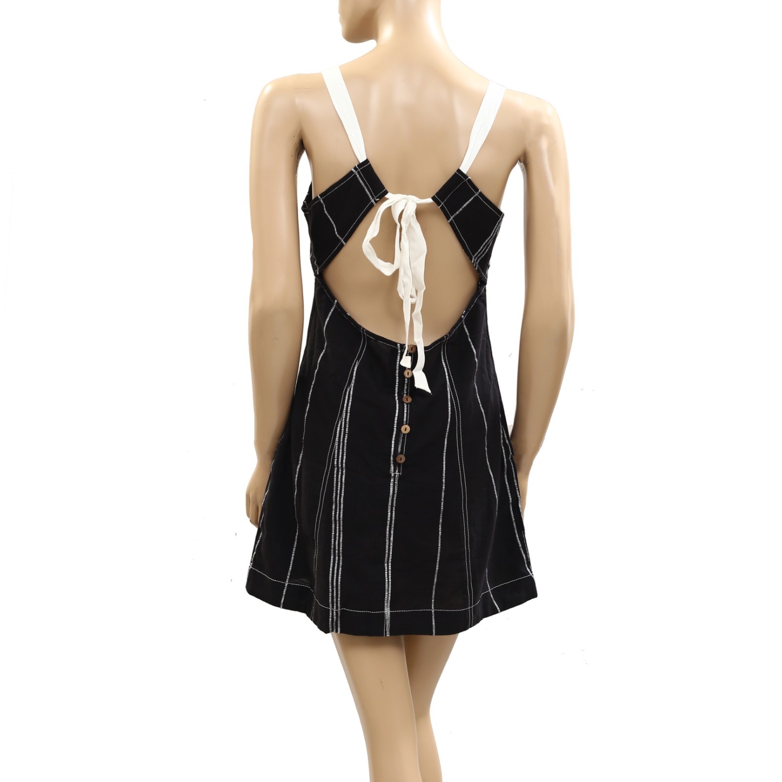 Free People Est Sailor Mini Striped Dress Babydoll Laceup Cotton S New 285327