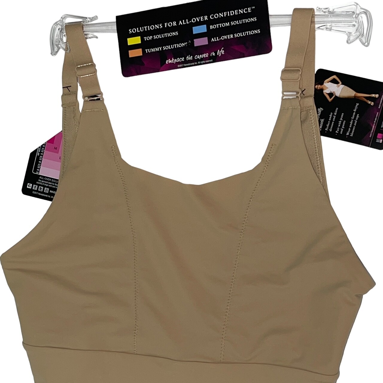 Maidenform Bodysuit Open Bust Mid Thigh Firm Control Sleek Slimmer Singlet P2556