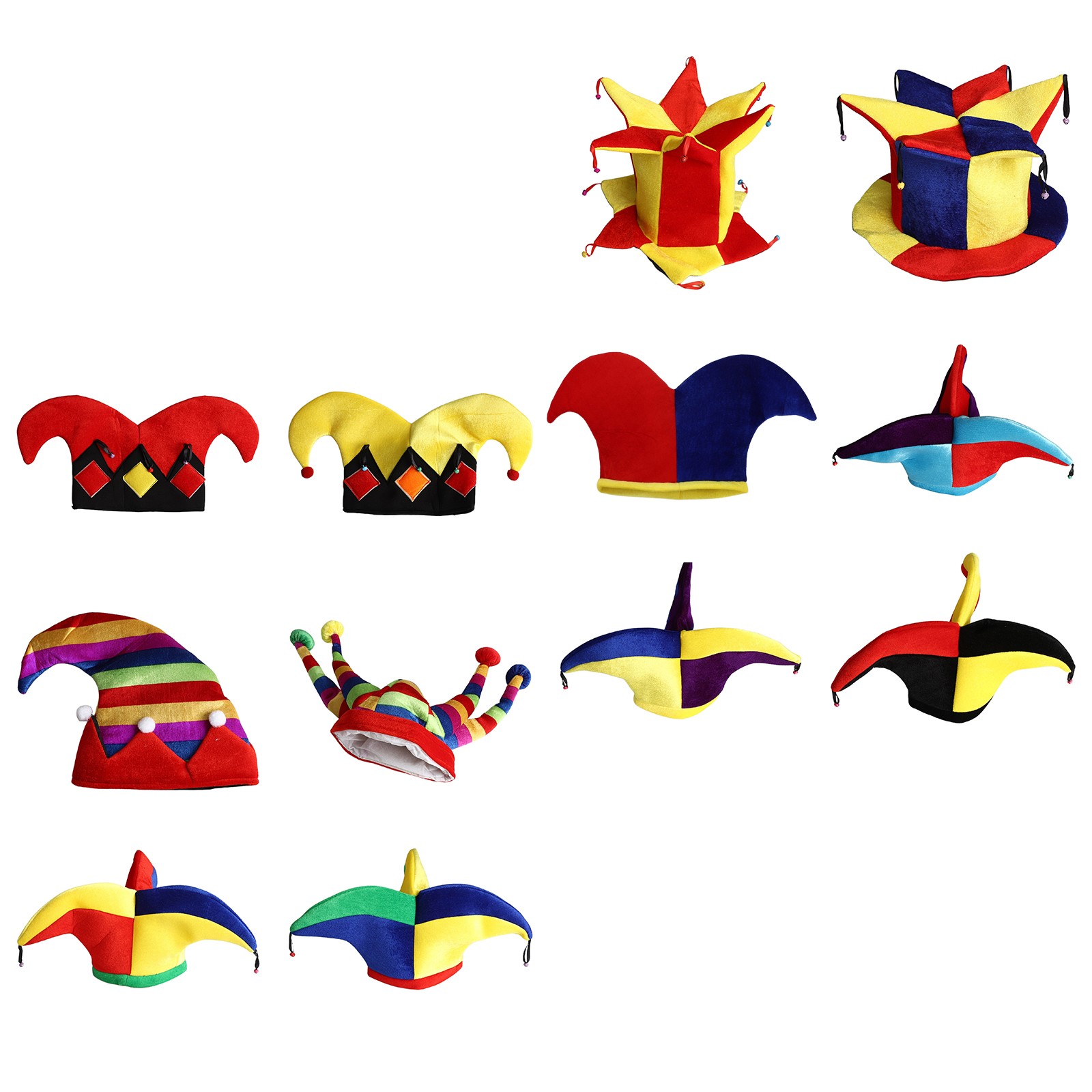 1Pcs Jester Cap Fashion Party Costume Soft Clown Hat Multicolor Panels Headwear