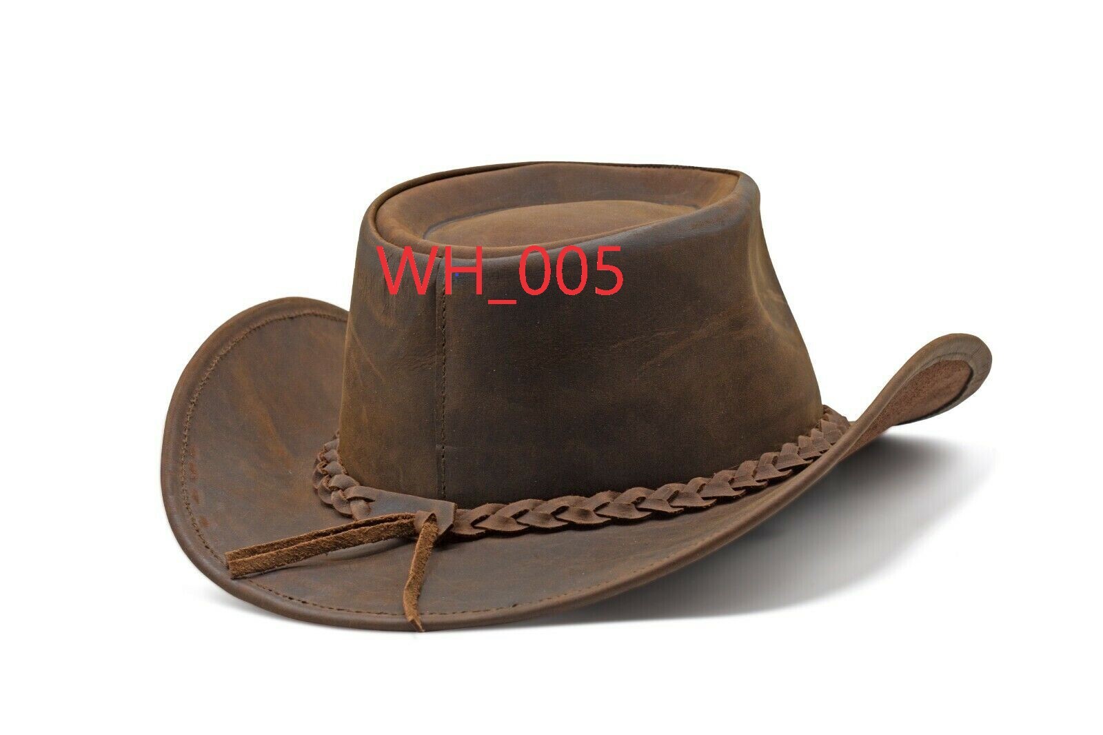Black & Brown Genuine Leather Cowboy Western Hat Unisex